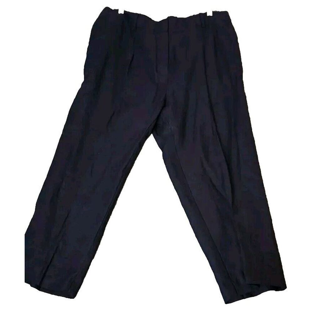 Talbots Pants Womens Bristol Crop Pants Size 16P Navy 100% Linen NWT